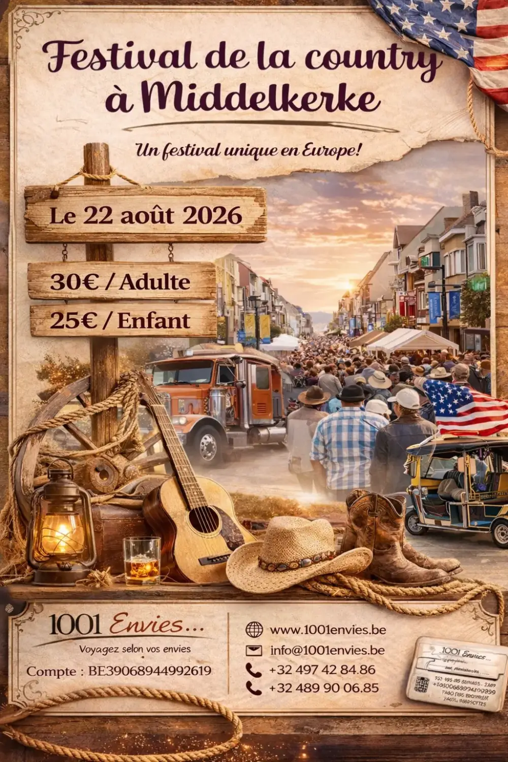 Middelkerke festival de la country, 22 aout 2026