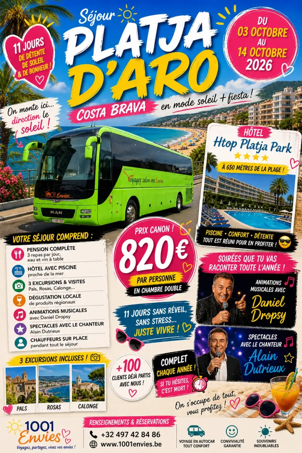 Séjour à Platja d'Aro du 03 octobre au 14 octobre 2026