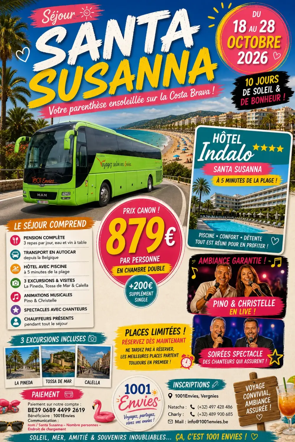 Séjour à Santa Susanna du 18 octobre au 28 octobre 2026